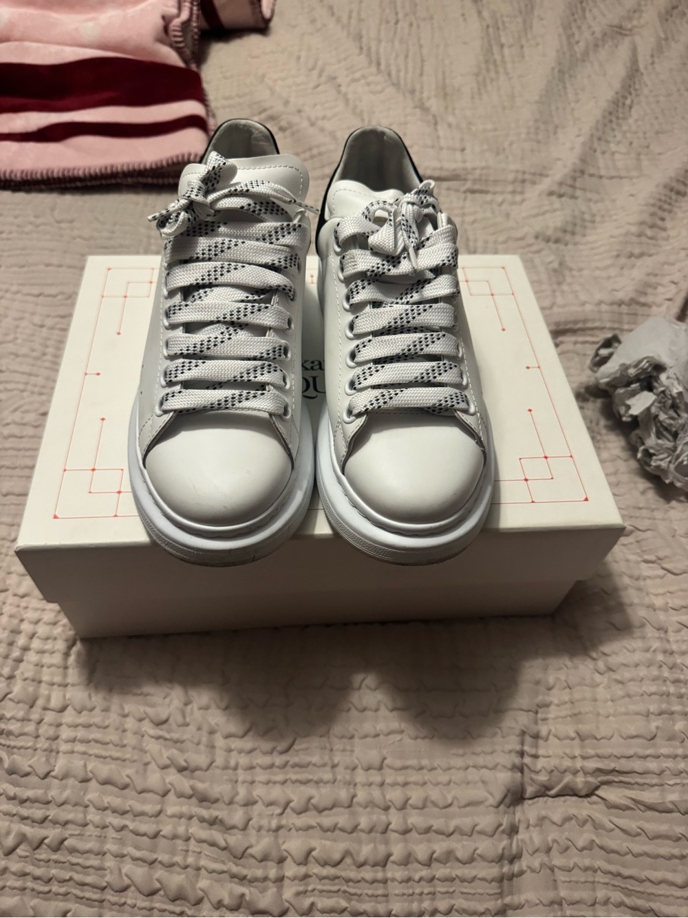 Alexander McQueen White Leather Oversized-Sole Sneakers